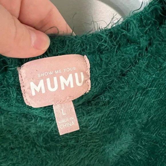 Show Me Your MuMu Green Eyelash Sweater - Picture 3 of 4